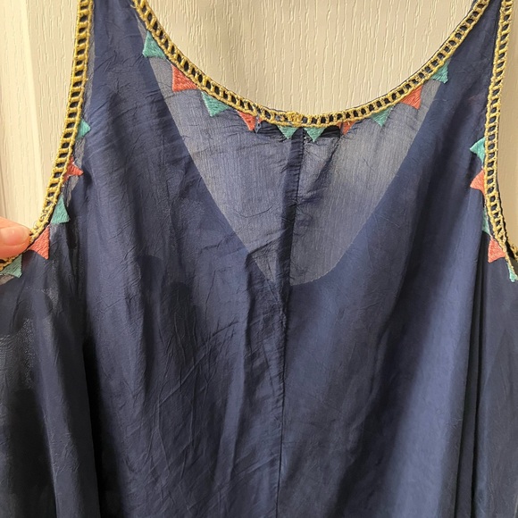 Johnny Was Navy Floral Embroidered Peta Slip Dress - Picture 7 of 8